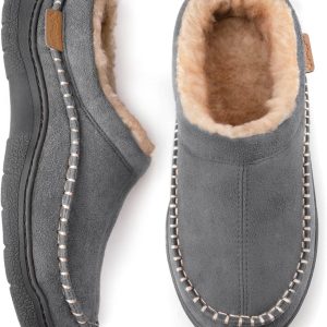 Men's Slip On Moccasin Slippers, Indoor/Outdoor Warm Fuzzy Comfy House Shoes, Fluffy Wide Loafer Slippers